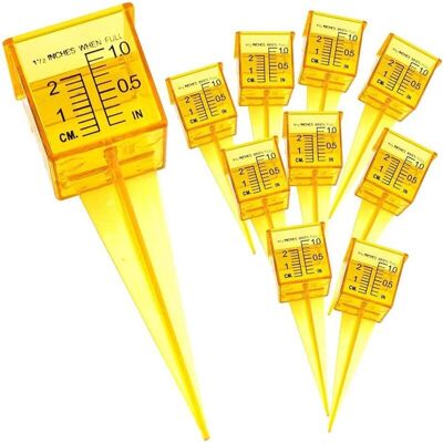 MOXIE 10pcs Pluviomètre/arrosage En Plastique Jaune Vif Bouche Large Pour Pelouse Cour Jardin Extérieur Maison 3/4" X 1/2" Instrument Météo - Publicité MOXIE 10pcs Pluviomètre/arrosage En Plastique Jaune Vif Bouche Large Pour Pelouse Cour Jardin Extérieur Maison 3/4" X 1/2" Instrument Météo - Publicité