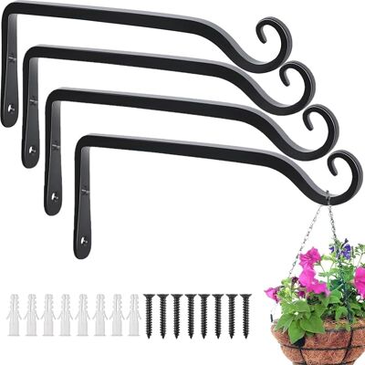 SANS MARQUE 4 Pièces Supports Pour Panier Suspendu, 25cm X 15cm Solide Crochet Mural En Métal Pour Panier Suspendu Extérieur Avec Vis Pour Mangeoire À Oiseaux, Lanterne, Carillon, Jardinière, Pot De Fleur - Publicité SANS MARQUE 4 Pièces Supports Pour Panier Suspendu, 25cm X 15cm Solide Crochet Mural En Métal Pour Panier Suspendu Extérieur Avec Vis Pour Mangeoire À Oiseaux, Lanterne, Carillon, Jardinière, Pot De Fleur - Publicité