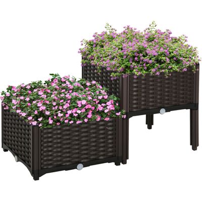 ARRIGONI Jardinière Sur Pieds Carré Potager 2 Étages Dim. 80l X 40l X 44h Cm Insert D'Irrigation Plastique Chocolat - Publicité ARRIGONI Jardinière Sur Pieds Carré Potager 2 Étages Dim. 80l X 40l X 44h Cm Insert D'Irrigation Plastique Chocolat - Publicité