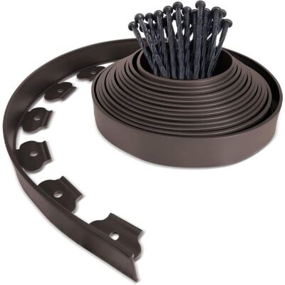 MOXIE Bordure De Jardin En Plastique 10 Mètres Avec 30 Piquets D'Ancrage Bordurette De Pelouse Flexible Bordure De Gazon Avec Piquets Solides Idée De Jardin Hauteur 50mm, Epaisseur 4mm Marron - Publicité MOXIE Bordure De Jardin En Plastique 10 Mètres Avec 30 Piquets D'Ancrage Bordurette De Pelouse Flexible Bordure De Gazon Avec Piquets Solides Idée De Jardin Hauteur 50mm, Epaisseur 4mm Marron - Publicité
