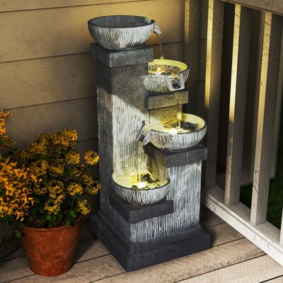 ARRIGONI Fontaine De Jardin Cascade Fontaine D'Eau 4 Niveaux Avec Lumières Led, Résine, 38 X 36 X 85 Cm, Gris - Publicité ARRIGONI Fontaine De Jardin Cascade Fontaine D'Eau 4 Niveaux Avec Lumières Led, Résine, 38 X 36 X 85 Cm, Gris - Publicité