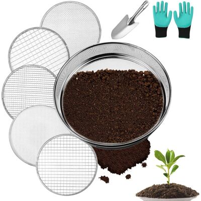 GRASSLIN 1 - Tamis De Jardin - Acier Inoxydable - 5 Disques Interchangeables - Pour Terre Compost Sable - Extérieur - Argent - 25cm - Publicité GRASSLIN 1 - Tamis De Jardin - Acier Inoxydable - 5 Disques Interchangeables - Pour Terre Compost Sable - Extérieur - Argent - 25cm - Publicité