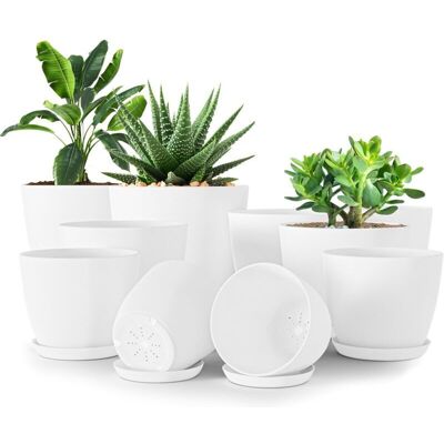 PELTOR Lot De 10 Pots De Fleurs 18/17/15/13/12 Cm Plantpot Avec Soucoupe Pour La Cuisine, Le Balcon, Les Plantes De Jardin, Les Pots De Pour Blanc. Publicité PELTOR Lot De 10 Pots De Fleurs 18/17/15/13/12 Cm Plantpot Avec Soucoupe Pour La Cuisine, Le Balcon, Les Plantes De Jardin, Les Pots De Pour Blanc. Publicité