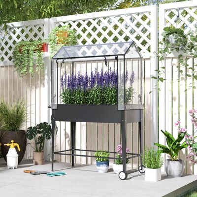 SANMINE HABITAT Carré Potager Sur Pieds Avec Bâche En Pvc Jardinière Surélevée Avec Roues Trou De Drainage 100 X 45 X 152 Cm Noir - Publicité SANMINE HABITAT Carré Potager Sur Pieds Avec Bâche En Pvc Jardinière Surélevée Avec Roues Trou De Drainage 100 X 45 X 152 Cm Noir - Publicité