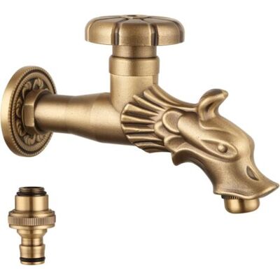ABYSSE Robinet De Jardin Antique De Style Renaissance, Robinet En Laiton 1/2 Pouce Type Gargouille Pour Fontaine, Design Tête De Dragon - Publicité ABYSSE Robinet De Jardin Antique De Style Renaissance, Robinet En Laiton 1/2 Pouce Type Gargouille Pour Fontaine, Design Tête De Dragon - Publicité