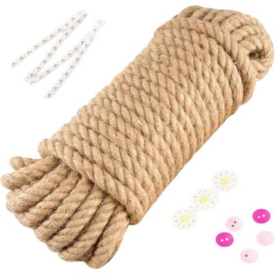 ACKERMAN Corde En Jute 10 Mm X 20 M : Corde En Chanvre Naturelle - Corde Décorative - 4 Brins - Corde En Jute Épaisse - Corde De Jute - Corde De Chanvre - Corde De Jute Pour Jardin, Artisanat, Décoration Diy - Publicité ACKERMAN Corde En Jute 10 Mm X 20 M : Corde En Chanvre Naturelle - Corde Décorative - 4 Brins - Corde En Jute Épaisse - Corde De Jute - Corde De Chanvre - Corde De Jute Pour Jardin, Artisanat, Décoration Diy - Publicité