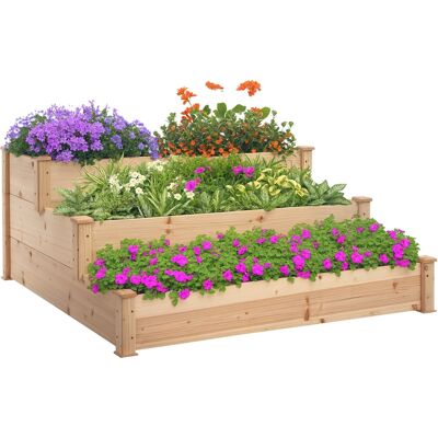 ARRIGONI Carré Potager De Jardin En Bois Massif, Jardinière Surélevé En Escalier 3 Niveaux, 120 X 120 X 56 Cm, Effet Bois Naturel - Publicité ARRIGONI Carré Potager De Jardin En Bois Massif, Jardinière Surélevé En Escalier 3 Niveaux, 120 X 120 X 56 Cm, Effet Bois Naturel - Publicité