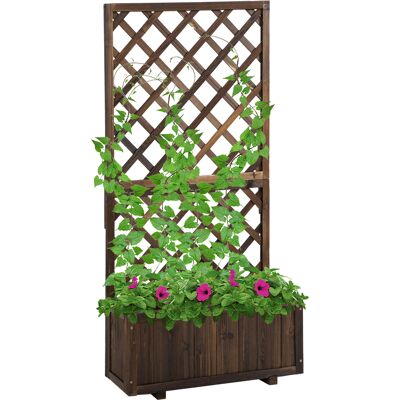 ARRIGONI Jardinière Avec Treillis - Bac À Fleurs - Jardinière Sur Pied - Dim. 72,5l X 31,5l X 149,5h Cm Inserts D'Irrigation Inclus Bois Sapin Traité Carbonisation - Publicité ARRIGONI Jardinière Avec Treillis - Bac À Fleurs - Jardinière Sur Pied - Dim. 72,5l X 31,5l X 149,5h Cm Inserts D'Irrigation Inclus Bois Sapin Traité Carbonisation - Publicité