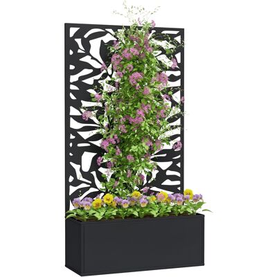 ARRIGONI Jardinière Avec Treillis Bac À Fleurs Rectangulaire Grande Taille Panneau D'Intimité Métal 61 X 23 X 113 Cm Noir - Publicité ARRIGONI Jardinière Avec Treillis Bac À Fleurs Rectangulaire Grande Taille Panneau D'Intimité Métal 61 X 23 X 113 Cm Noir - Publicité