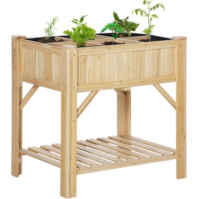 ARRIGONI Jardinière Sur Pieds - Carré Potager Avec Étagère - Dim. 78l X 58l X 81h Cm - 6 Compartiments - Feutre Drainage Inclus - Bois Sapin Pré-huilé - Publicité ARRIGONI Jardinière Sur Pieds - Carré Potager Avec Étagère - Dim. 78l X 58l X 81h Cm - 6 Compartiments - Feutre Drainage Inclus - Bois Sapin Pré-huilé - Publicité