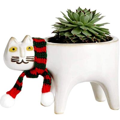 BRAST Ymyny Pots De Jardinières Succulentes - Pots De Fleurs D'Animaux En Céramique Diy Cartoon Succulent Pot Cute Cat Succulent Planter Plant Conteneur Avec Écharpe De Chat Pour La Décoration De La Maison - Publicité BRAST Ymyny Pots De Jardinières Succulentes - Pots De Fleurs D'Animaux En Céramique Diy Cartoon Succulent Pot Cute Cat Succulent Planter Plant Conteneur Avec Écharpe De Chat Pour La Décoration De La Maison - Publicité