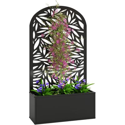 ARRIGONI Jardinière Avec Treillis, Bac À Fleurs En Métal, À Fixer Au Mur Ou Au Sol, 61x23x113cm, Noir - Publicité ARRIGONI Jardinière Avec Treillis, Bac À Fleurs En Métal, À Fixer Au Mur Ou Au Sol, 61x23x113cm, Noir - Publicité