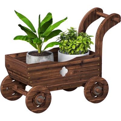 ARRIGONI Jardiniere Sur Roues En Bois Style Chariot 68x38x52 Cm - Publicité ARRIGONI Jardiniere Sur Roues En Bois Style Chariot 68x38x52 Cm - Publicité