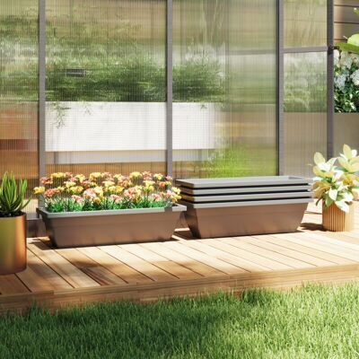 PELTOR Pots De Fleurs Empilables Lot De 5 En Plastique Résistant Aux Intempéries, Pour Intérieur Et Extérieur, Design Pratique Et Durable, Gris, 59 X 21 X 16 Cm - Publicité PELTOR Pots De Fleurs Empilables Lot De 5 En Plastique Résistant Aux Intempéries, Pour Intérieur Et Extérieur, Design Pratique Et Durable, Gris, 59 X 21 X 16 Cm - Publicité