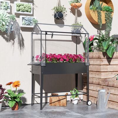 PZCC Carré Potager Sur Pieds Avec Bâche En Pvc Jardinière Surélevée Avec Roues Trou De Drainage 100 X 45 X 152 Cm Noir - Publicité PZCC Carré Potager Sur Pieds Avec Bâche En Pvc Jardinière Surélevée Avec Roues Trou De Drainage 100 X 45 X 152 Cm Noir - Publicité