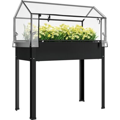 ARRIGONI Jardiniere Sur Elevee Avec Toit De Serre 100 X 48 X 124 Cm Noir - Publicité ARRIGONI Jardiniere Sur Elevee Avec Toit De Serre 100 X 48 X 124 Cm Noir - Publicité