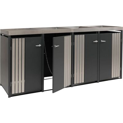 DÉCOSHOP26 Cache Poubelles Quadruple Avec Jardinière Intégrée 125x260x84 Cm Acier Galvanisé Inox Anthracite 040009312 - Publicité DÉCOSHOP26 Cache Poubelles Quadruple Avec Jardinière Intégrée 125x260x84 Cm Acier Galvanisé Inox Anthracite 040009312 - Publicité