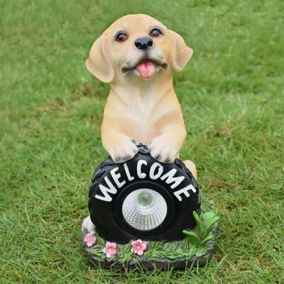 BRINSEA Statue De Chien Solaire En Résine Avec Lumières Solaires, Figurine De Bienvenue Pour Décoration De Jardin - Publicité BRINSEA Statue De Chien Solaire En Résine Avec Lumières Solaires, Figurine De Bienvenue Pour Décoration De Jardin - Publicité