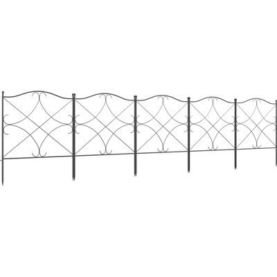 OEM Lot De 5 Clôtures De Jardin Décoratives En Métal Avec Ornements 305 X 62 Cm Noir - Publicité OEM Lot De 5 Clôtures De Jardin Décoratives En Métal Avec Ornements 305 X 62 Cm Noir - Publicité