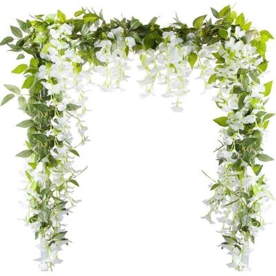 ACKERMAN Guirlande De Glycine Artificielle (2 M), Guirlande De Fleurs De Glycine Artificielle Suspendue Pour La Décoration Florale D'Une Arche De Cérémonie De Mariage – Blanche - Publicité ACKERMAN Guirlande De Glycine Artificielle (2 M), Guirlande De Fleurs De Glycine Artificielle Suspendue Pour La Décoration Florale D'Une Arche De Cérémonie De Mariage – Blanche - Publicité