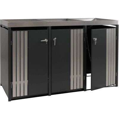DÉCOSHOP26 Cache Poubelles Triple Avec Jardinière Intégrée 125x196x84 Cm Acier Galvanisé Inox Anthracite 040009316 - Publicité DÉCOSHOP26 Cache Poubelles Triple Avec Jardinière Intégrée 125x196x84 Cm Acier Galvanisé Inox Anthracite 040009316 - Publicité