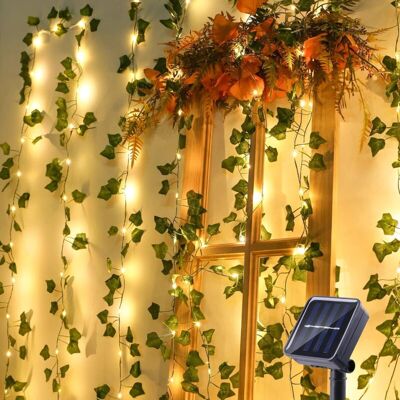 BRAST Ymyny Guirlande Lumineuse Solaire D'Extérieur, 12 M, 100 Led, Lierre Artificiel, 8 Modes, Étanche, Pour Jardin, Balcon, Terrasse, Chambre À Coucher, Fête De Mariage, Décoration De Noël, Blanc Chaud - Publicité BRAST Ymyny Guirlande Lumineuse Solaire D'Extérieur, 12 M, 100 Led, Lierre Artificiel, 8 Modes, Étanche, Pour Jardin, Balcon, Terrasse, Chambre À Coucher, Fête De Mariage, Décoration De Noël, Blanc Chaud - Publicité
