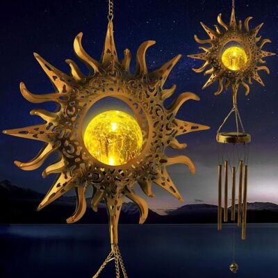 Cellfast Carillon Éolien Solaire – Boule En Verre Craquelé À Led, Motif Lune Creuse En Métal, Décoration Extérieure Pour Jardin, Terrasse, - Publicité Cellfast Carillon Éolien Solaire – Boule En Verre Craquelé À Led, Motif Lune Creuse En Métal, Décoration Extérieure Pour Jardin, Terrasse, - Publicité
