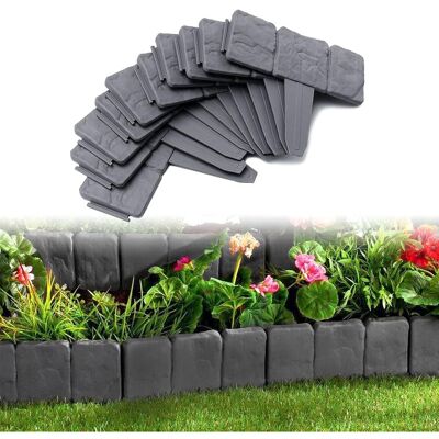 Vision 10 Pcs Bordure De Jardin 2.5 M Bordure De Pelouse En Plastique Effet Pierre Flexible Bordure De Gazon Pour Jardin, 25 X 23 Cm, Anthracite - Publicité Vision 10 Pcs Bordure De Jardin 2.5 M Bordure De Pelouse En Plastique Effet Pierre Flexible Bordure De Gazon Pour Jardin, 25 X 23 Cm, Anthracite - Publicité