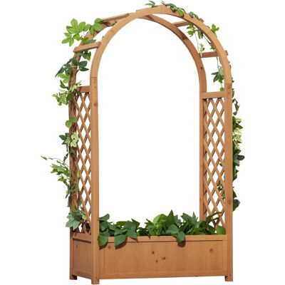 ARRIGONI Jardinière Rectangulaire Sur Pied Avec Treillis Et Arche - 83 X 36 X 152 Cm - Fond À Lattes - Bois Sapin Pré-huilé - Publicité ARRIGONI Jardinière Rectangulaire Sur Pied Avec Treillis Et Arche - 83 X 36 X 152 Cm - Fond À Lattes - Bois Sapin Pré-huilé - Publicité
