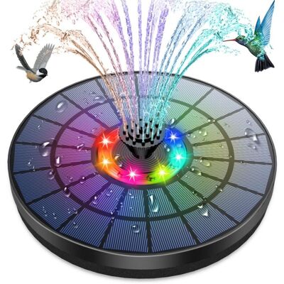 MOXIE Led Fontaine Solaire Extérieur 5.5w Avec Lumières Colorées Led Et Batterie Et 7 Buses Pompe Solaire Fontaine, Pour Bassin Bain D'Oiseaux Jardin - Publicité MOXIE Led Fontaine Solaire Extérieur 5.5w Avec Lumières Colorées Led Et Batterie Et 7 Buses Pompe Solaire Fontaine, Pour Bassin Bain D'Oiseaux Jardin - Publicité