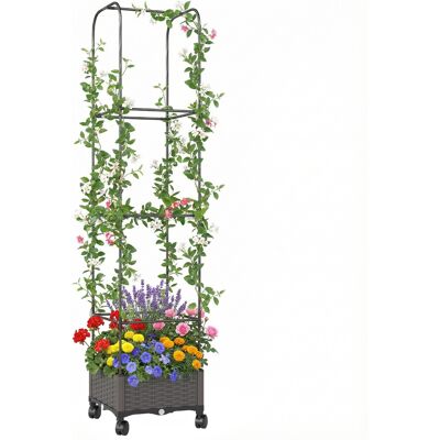 ARRIGONI Jardinière Surélevée Avec Treillis Jardinière Mobile Avec Roulettes Trou De Drainage Bac À Plantes 40 X 40 X 185 Cm - Publicité ARRIGONI Jardinière Surélevée Avec Treillis Jardinière Mobile Avec Roulettes Trou De Drainage Bac À Plantes 40 X 40 X 185 Cm - Publicité