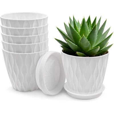 Generic Lot De 6 Pot De Fleur, Pots De Plantes En Plastique Petits Plantpot Avec Soucoupe Et Trous De Drainage , Balcon Extérieurs Intérieurs (blanc) - Publicité Generic Lot De 6 Pot De Fleur, Pots De Plantes En Plastique Petits Plantpot Avec Soucoupe Et Trous De Drainage , Balcon Extérieurs Intérieurs (blanc) - Publicité