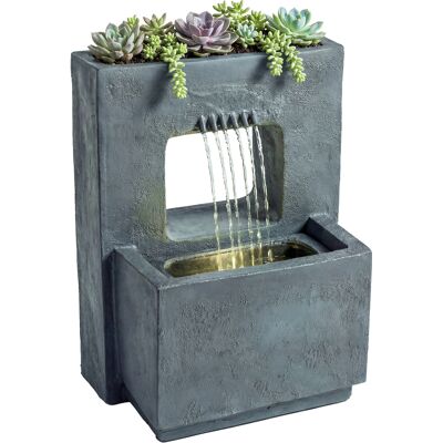 ARRIGONI Fontaine De Jardin Extérieure Cascade 2 Niveaux Fontaine Eau Avec Jardinière Et Mur D'Eau 45 X 31,5 X 58,5 Cm Gris Foncé - Publicité ARRIGONI Fontaine De Jardin Extérieure Cascade 2 Niveaux Fontaine Eau Avec Jardinière Et Mur D'Eau 45 X 31,5 X 58,5 Cm Gris Foncé - Publicité