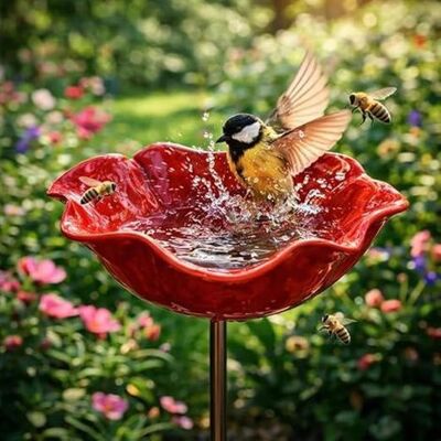 Zanussi Nouveau Bain Oiseaux Artisanal Fleurs Bain Oiseaux Décoratif Métal Motif Fleurs Bol Debain Coloré En Forme D'Abeille Papillon, Pour Jardin, Patio, Cour, Décoration De Pelouse - Publicité Zanussi Nouveau Bain Oiseaux Artisanal Fleurs Bain Oiseaux Décoratif Métal Motif Fleurs Bol Debain Coloré En Forme D'Abeille Papillon, Pour Jardin, Patio, Cour, Décoration De Pelouse - Publicité