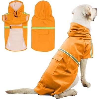 GRASSLIN 1 Veste De Pluie Pour Chien,bandes Réfléchissantes,capuchon,trou Pour Harnais,extérieur - Publicité GRASSLIN 1 Veste De Pluie Pour Chien,bandes Réfléchissantes,capuchon,trou Pour Harnais,extérieur - Publicité