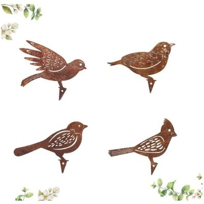 Cellfast Décoration De Jardin - Oiseaux Rouillés - 4 Pièces - Métal Fer - Vintage Rouge Brunâtre - Publicité Cellfast Décoration De Jardin - Oiseaux Rouillés - 4 Pièces - Métal Fer - Vintage Rouge Brunâtre - Publicité
