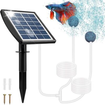 ABYSSE Pompe Solaire Pour Bassin, 2w Pompe Bassin Solaire Avec Batterie 2200mah, Pompe A Air Bassin Avec Tube À Oxygène Et 2 Pierre À Bulles D'Air - Publicité ABYSSE Pompe Solaire Pour Bassin, 2w Pompe Bassin Solaire Avec Batterie 2200mah, Pompe A Air Bassin Avec Tube À Oxygène Et 2 Pierre À Bulles D'Air - Publicité