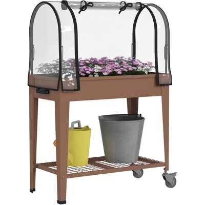 ARRIGONI Jardinière Surélevée Avec Bâche Transparente, 2 Roulettes Et 1 Étagère Inférieure, Dim. 80l X 40l X 120h Cm - Publicité ARRIGONI Jardinière Surélevée Avec Bâche Transparente, 2 Roulettes Et 1 Étagère Inférieure, Dim. 80l X 40l X 120h Cm - Publicité