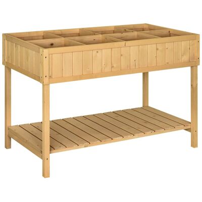 OEM Jardinière Sur Pieds Carré Potager Avec Étagère Dim. 110l X 46l X 76h Cm 8 Compartiments & Inserts D'Irrigation Bois De Sapin - Publicité OEM Jardinière Sur Pieds Carré Potager Avec Étagère Dim. 110l X 46l X 76h Cm 8 Compartiments & Inserts D'Irrigation Bois De Sapin - Publicité
