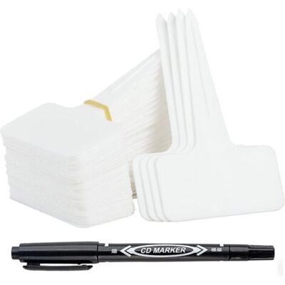 WEMAKMAK 100 Pièces Etiquette Jardin Exterieur Marqueurs En Plastique De Plantes Type T Plastique Etiquette Potager Avec Stylo Étanche Etiquetage Réutilisable Et Accessoires Pour Plantes(blanc) - Publicité WEMAKMAK 100 Pièces Etiquette Jardin Exterieur Marqueurs En Plastique De Plantes Type T Plastique Etiquette Potager Avec Stylo Étanche Etiquetage Réutilisable Et Accessoires Pour Plantes(blanc) - Publicité