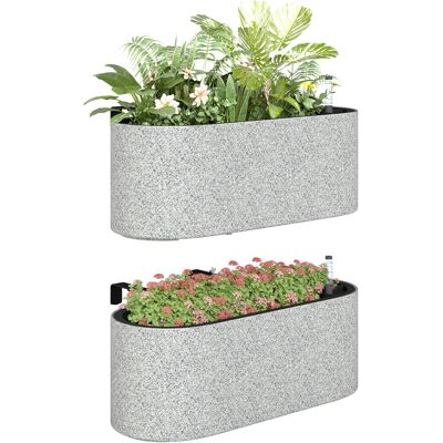ARRIGONI Lot De 2 Pots De Fleurs Suspendus Avec Systeme De Drainage Crochets 42 X 16 X 15 Cm Gris Clair - Publicité ARRIGONI Lot De 2 Pots De Fleurs Suspendus Avec Systeme De Drainage Crochets 42 X 16 X 15 Cm Gris Clair - Publicité