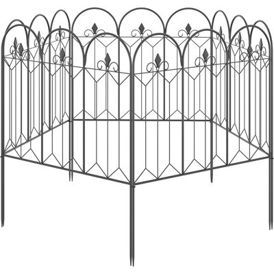 HEAT Ensemble De 5 Clôtures De Jardin Décoratives En Métal Avec Ornements, 305 X 79,5 Cm, Noires - Publicité HEAT Ensemble De 5 Clôtures De Jardin Décoratives En Métal Avec Ornements, 305 X 79,5 Cm, Noires - Publicité