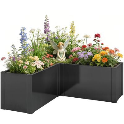 ARRIGONI Jardiniere Surelevee En L En Acier Galvanise 150x150x55 Cm Noir - Publicité ARRIGONI Jardiniere Surelevee En L En Acier Galvanise 150x150x55 Cm Noir - Publicité