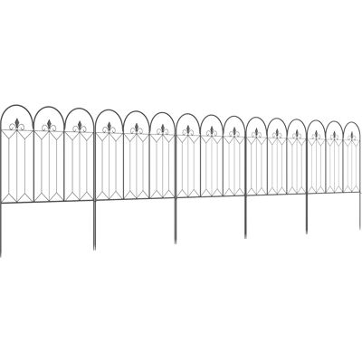 OEM Lot De 5 Clôtures De Jardin Décoratives En Métal Avec Ornements 305 X 79,5 Cm Noir - Publicité OEM Lot De 5 Clôtures De Jardin Décoratives En Métal Avec Ornements 305 X 79,5 Cm Noir - Publicité