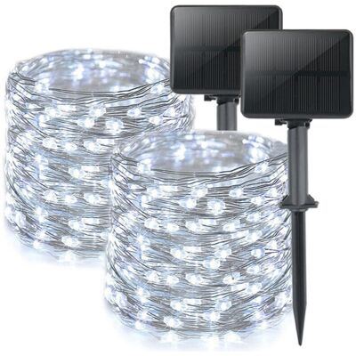 Melissa Lot De 2 Guirlandes Solaires Extérieur, Total 16m 160led Lumineuse Étanche, 8 Modes Décoration Pour Jardin Terrasse Cour Noël Mariage Fête, Blanc Brillant - Publicité Melissa Lot De 2 Guirlandes Solaires Extérieur, Total 16m 160led Lumineuse Étanche, 8 Modes Décoration Pour Jardin Terrasse Cour Noël Mariage Fête, Blanc Brillant - Publicité