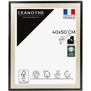 CEANOTHE Cadre Photo Noir et cannage 40x50 cm et 50x40 cm - Convient au A3 - Cadre pour photo 40x50 cm – Fabriqué en France – Cadre Photo Palma Noir 40x50 cm - Publicité