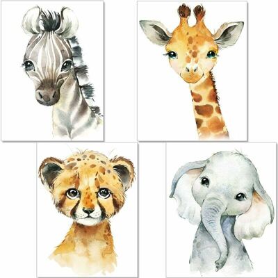 OEM Tableau Et Toile,affiches Décoration Pour Chambre D'Enfant- Posters De Bébé Garon Ou Fille-animaux De Safari Dans La Jungle-décoration Murale,a4 , (4 Pièces) - Publicité OEM Tableau Et Toile,affiches Décoration Pour Chambre D'Enfant- Posters De Bébé Garon Ou Fille-animaux De Safari Dans La Jungle-décoration Murale,a4 , (4 Pièces) - Publicité