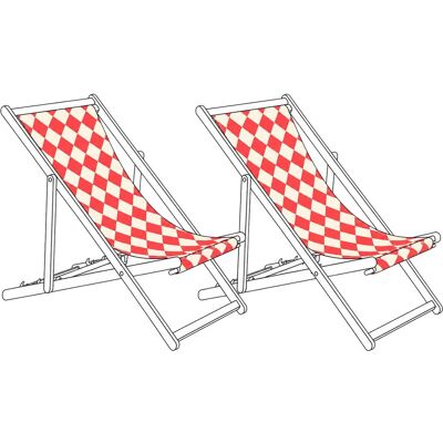 BELIANI Lot De 2 Toiles De Remplacement Pour Chaises Longues En Polyester Motif Géométrique En Losanges Rouge Anzio / Avellino - Publicité BELIANI Lot De 2 Toiles De Remplacement Pour Chaises Longues En Polyester Motif Géométrique En Losanges Rouge Anzio / Avellino - Publicité