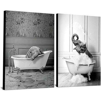 OEM Affiche Murale Sur Toile Sans Cadre 2 X 60 X 90 Cm, Motif Éléphant Dans Une Baignoire - Publicité OEM Affiche Murale Sur Toile Sans Cadre 2 X 60 X 90 Cm, Motif Éléphant Dans Une Baignoire - Publicité
