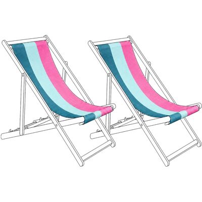 BELIANI Lot De 2 Toiles De Remplacement Pour Chaises Longues En Polyester Motif Rayé Multicolore Anzio / Avellino - Publicité BELIANI Lot De 2 Toiles De Remplacement Pour Chaises Longues En Polyester Motif Rayé Multicolore Anzio / Avellino - Publicité